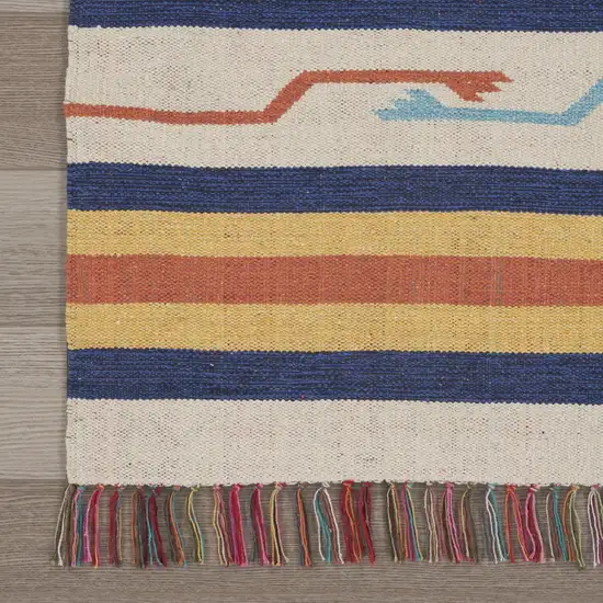 Ivory Southwestern Handmade Area Rug With Fringe Photo 4