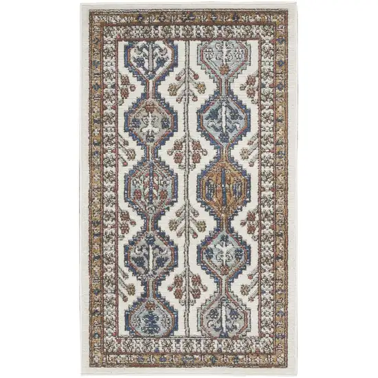 Ivory Southwestern Power Loom Non Skid Area Rug Photo 1