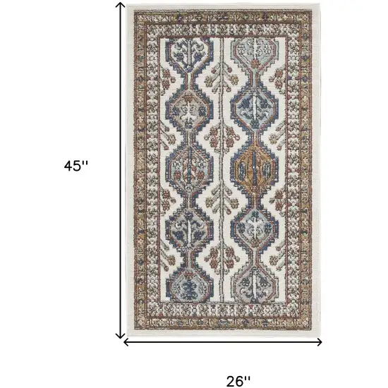 Ivory Southwestern Power Loom Non Skid Area Rug Photo 5