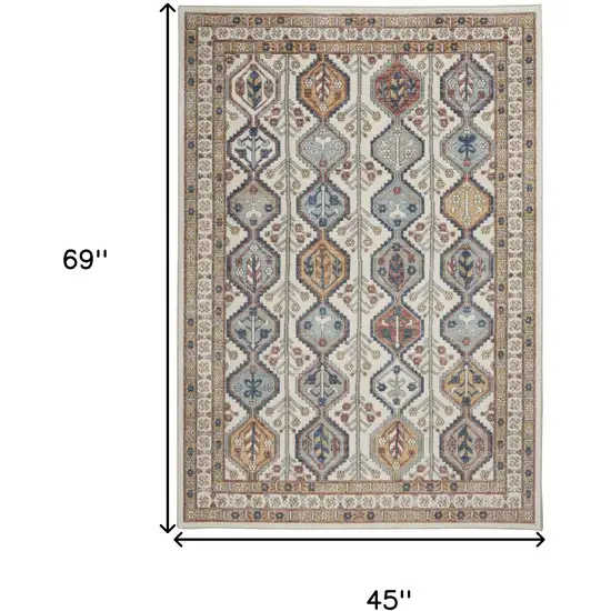 Ivory Southwestern Power Loom Non Skid Area Rug Photo 5