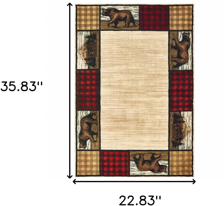 Ivory Southwestern Power Loom Stain Resistant Area Rug Photo 4