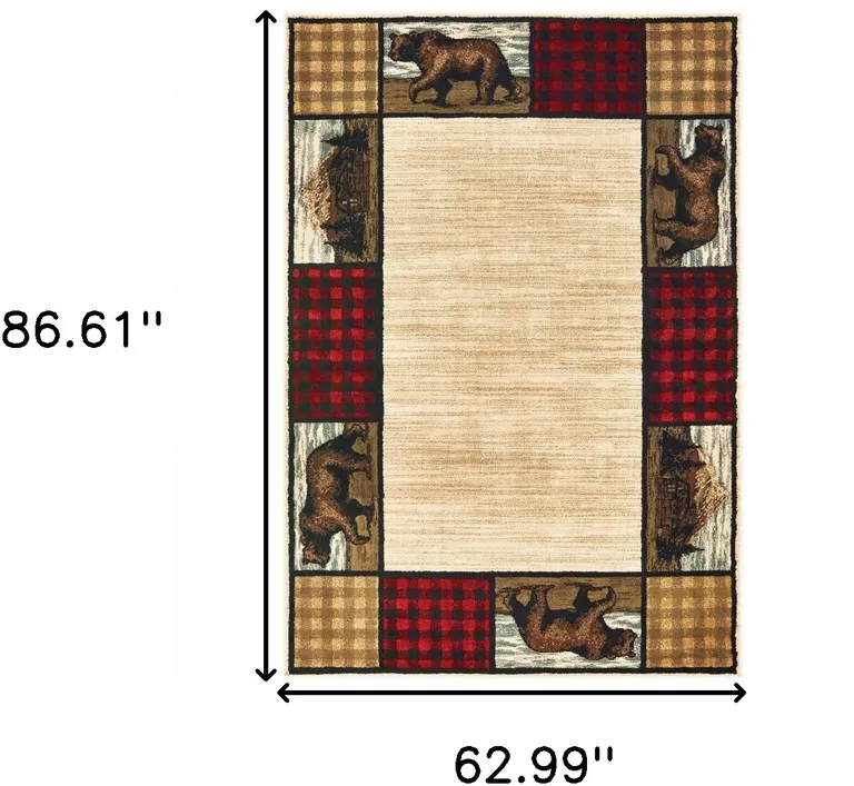 Ivory Southwestern Power Loom Stain Resistant Area Rug Photo 4