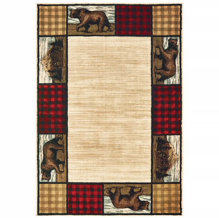 Ivory Southwestern Power Loom Stain Resistant Area Rug Photo 1