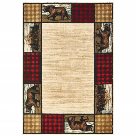 Ivory Southwestern Power Loom Stain Resistant Area Rug Photo 1