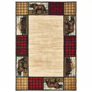 Photo of Ivory Southwestern Power Loom Stain Resistant Area Rug