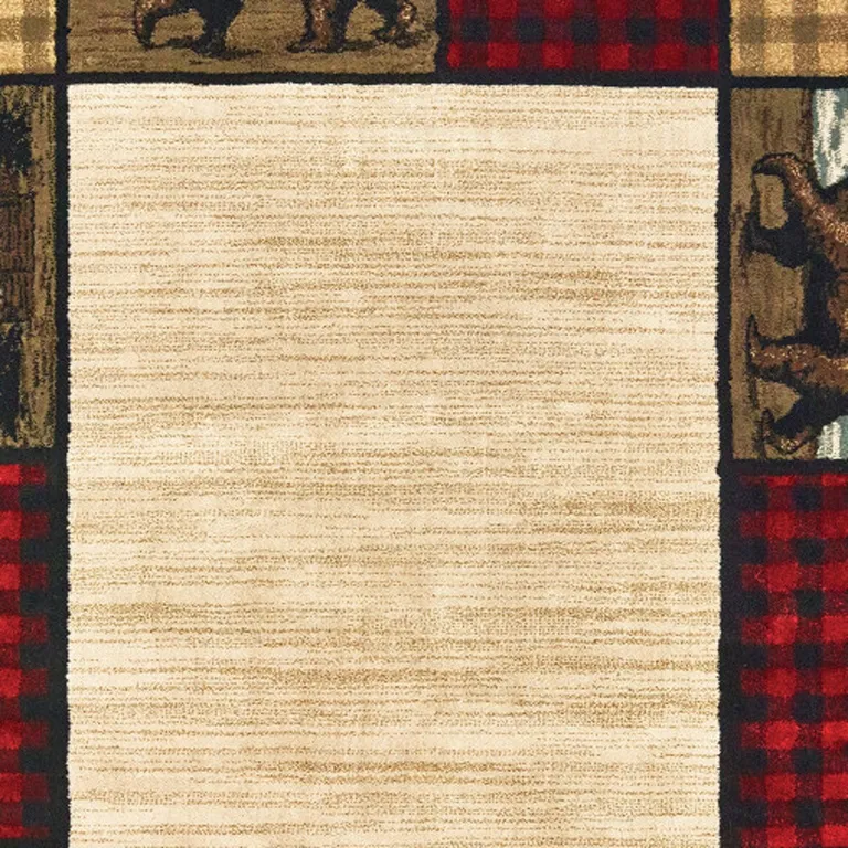 Ivory Southwestern Power Loom Stain Resistant Area Rug Photo 3