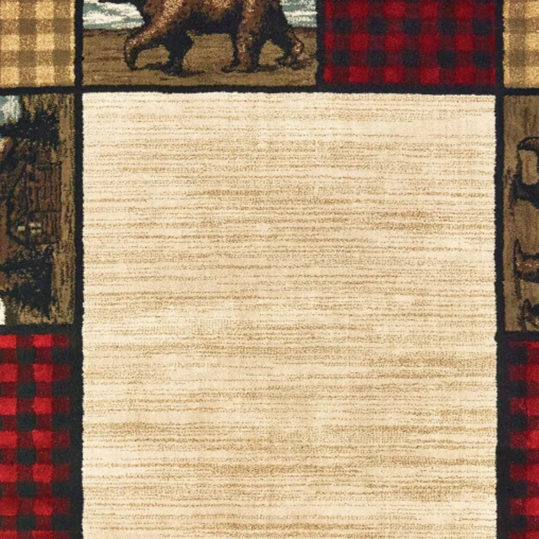 Ivory Southwestern Power Loom Stain Resistant Area Rug Photo 3