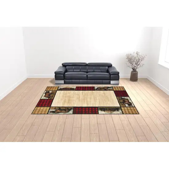 Ivory Southwestern Power Loom Stain Resistant Area Rug Photo 2