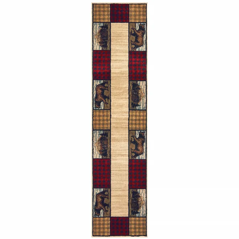 Ivory Southwestern Power Loom Stain Resistant Runner Rug Photo 1