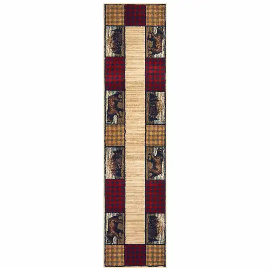 Ivory Southwestern Power Loom Stain Resistant Runner Rug Photo 1