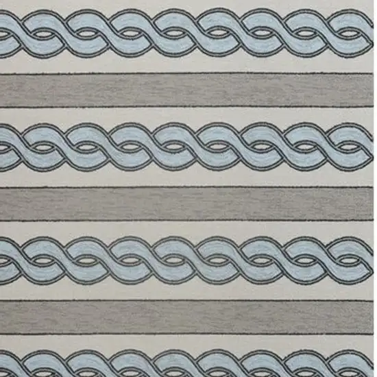 Ivory and Blue Abstract Indoor Outdoor Area Rug Photo 4