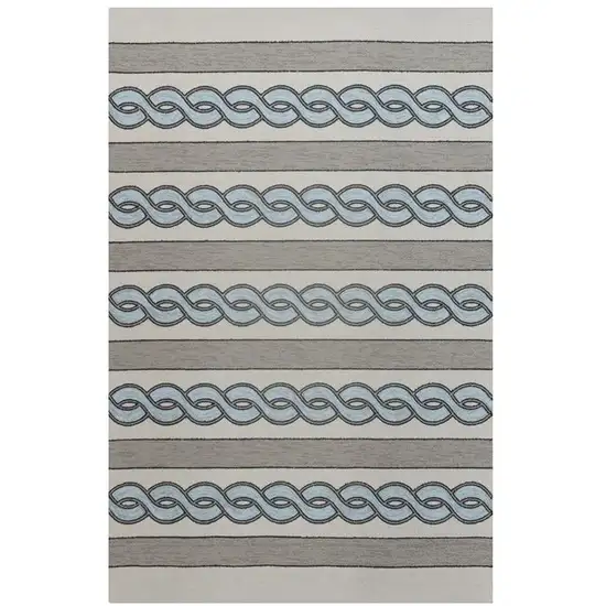 Ivory and Blue Abstract Indoor Outdoor Area Rug Photo 2