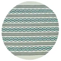 Photo of Ivory Spa Hand Hooked UV Treated Cable Stitch Round Indoor Outdoor Area Rug