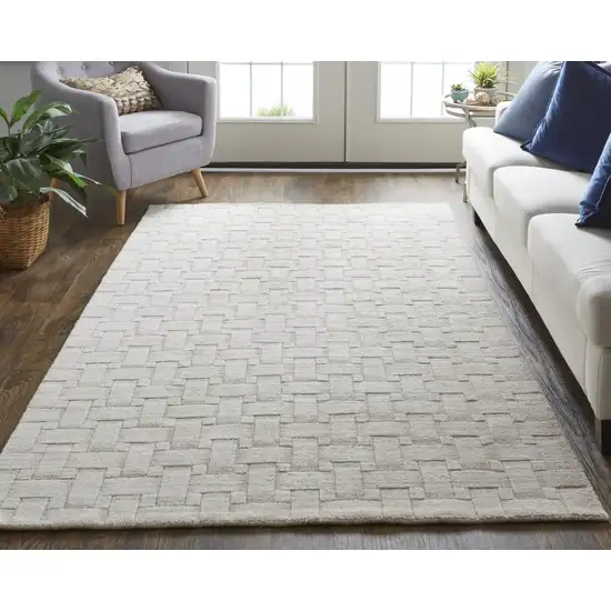 Ivory Striped Hand Woven Area Rug Photo 6