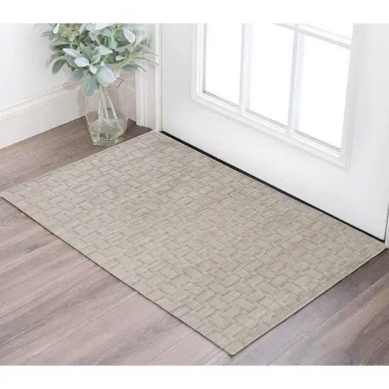 Ivory Striped Hand Woven Area Rug Photo 1