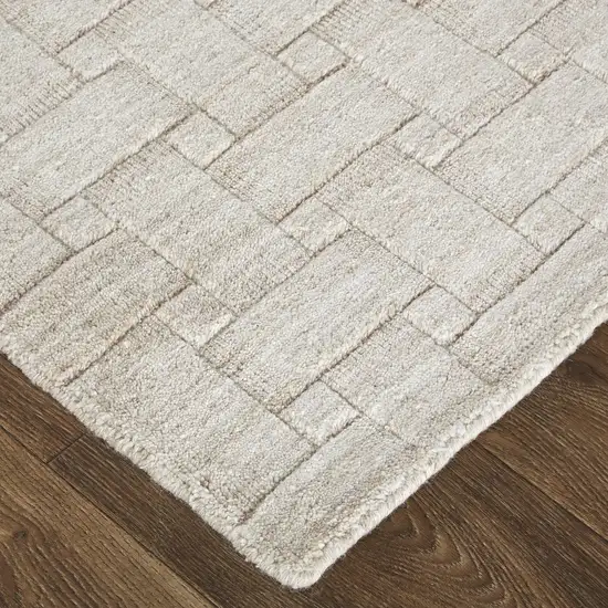 Ivory Striped Hand Woven Area Rug Photo 3