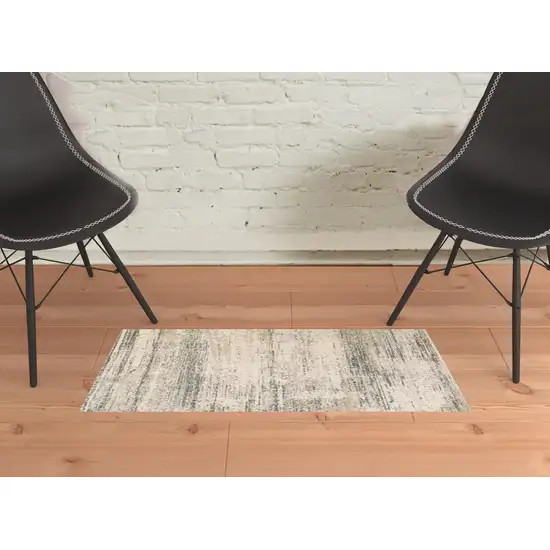 Ivory Striped Power Loom Area Rug Photo 2