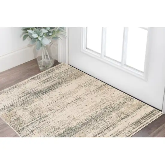 Ivory Striped Power Loom Area Rug Photo 1