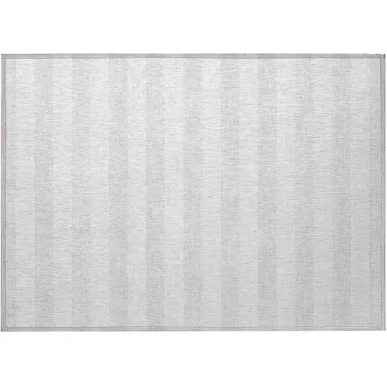 Ivory Striped Washable Non Skid Indoor Outdoor Area Rug Photo 3