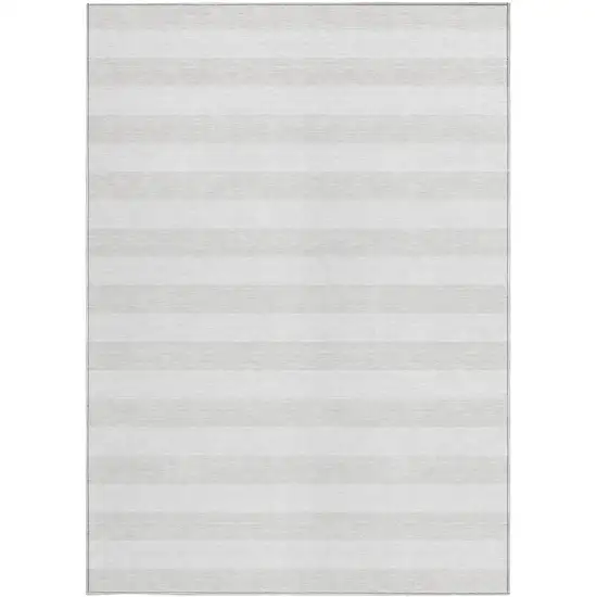 Ivory Striped Washable Non Skid Indoor Outdoor Area Rug Photo 2