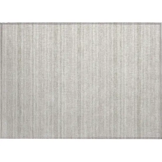 Ivory Striped Washable Non Skid Indoor Outdoor Area Rug Photo 2