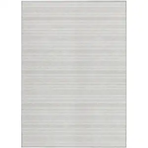 Photo of Ivory Striped Washable Non Skid Indoor Outdoor Area Rug