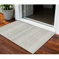 Photo of Ivory Striped Washable Non Skid Indoor Outdoor Area Rug