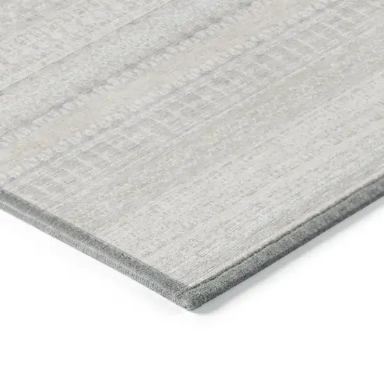 Ivory Striped Washable Non Skid Indoor Outdoor Area Rug Photo 4