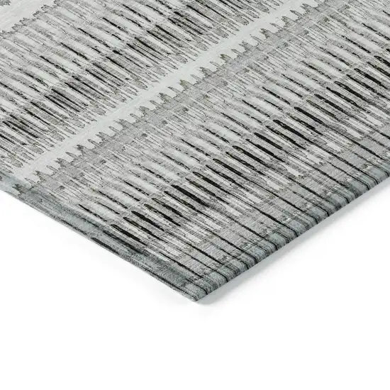 Ivory Striped Washable Non Skid Indoor Outdoor Area Rug Photo 4