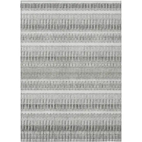 Ivory Striped Washable Non Skid Indoor Outdoor Area Rug Photo 2