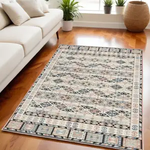 Photo of Ivory Tan And Black Geometric Flatweave Area Rug