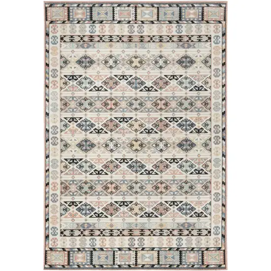 Ivory Tan And Black Geometric Flatweave Area Rug Photo 6