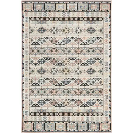 Ivory Tan And Black Geometric Flatweave Area Rug Photo 2