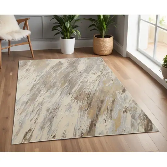 Brown and Ivory Abstract Non Skid Area Rug Photo 1