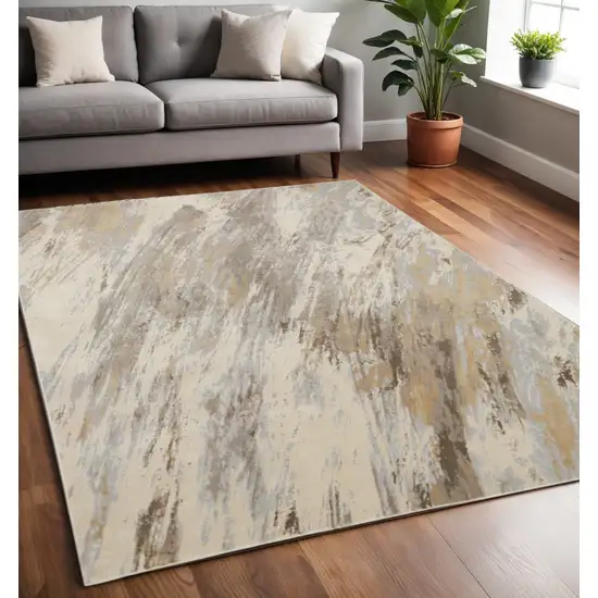 Brown and Ivory Abstract Non Skid Area Rug Photo 1