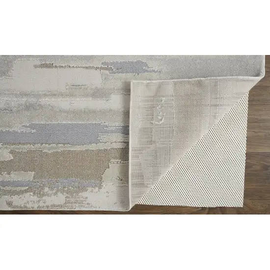 Ivory Tan And Brown Abstract Power Loom Distressed Stain Resistant Area Rug Photo 3