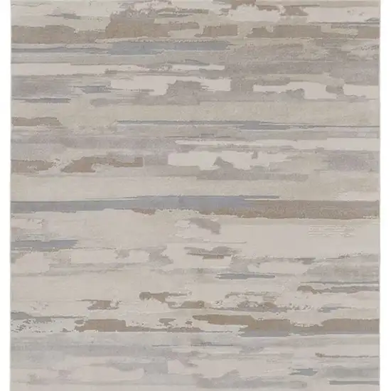 Brown and Ivory Abstract Power Loom Distressed Area Rug Photo 7