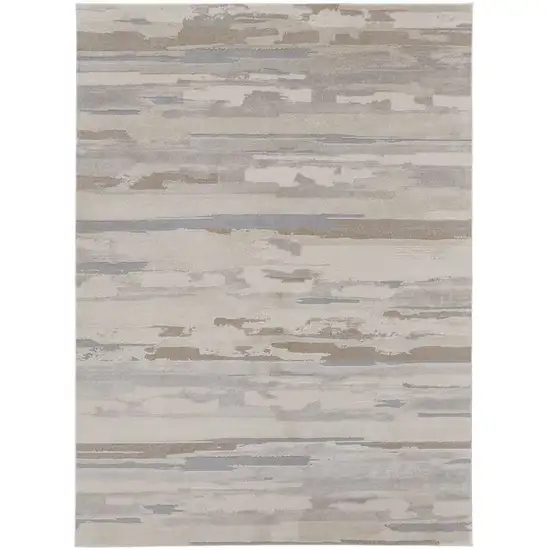 Brown and Ivory Abstract Power Loom Distressed Area Rug Photo 2