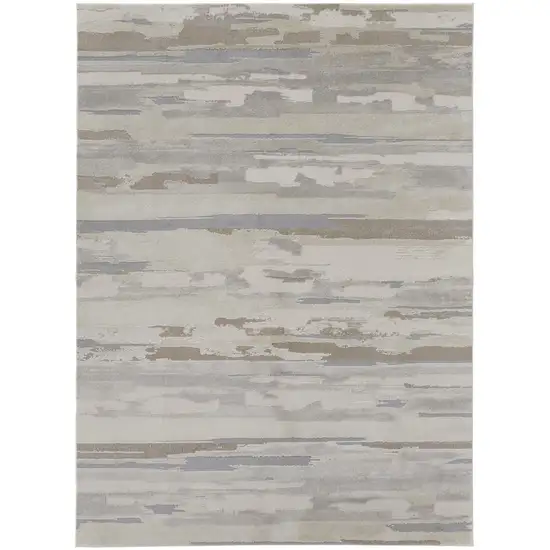 Ivory Tan And Brown Abstract Power Loom Distressed Stain Resistant Area Rug Photo 1