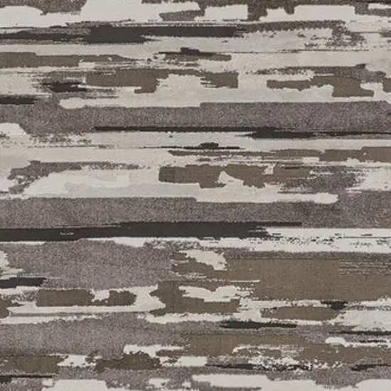 Brown and Ivory Abstract Power Loom Distressed Area Rug Photo 7