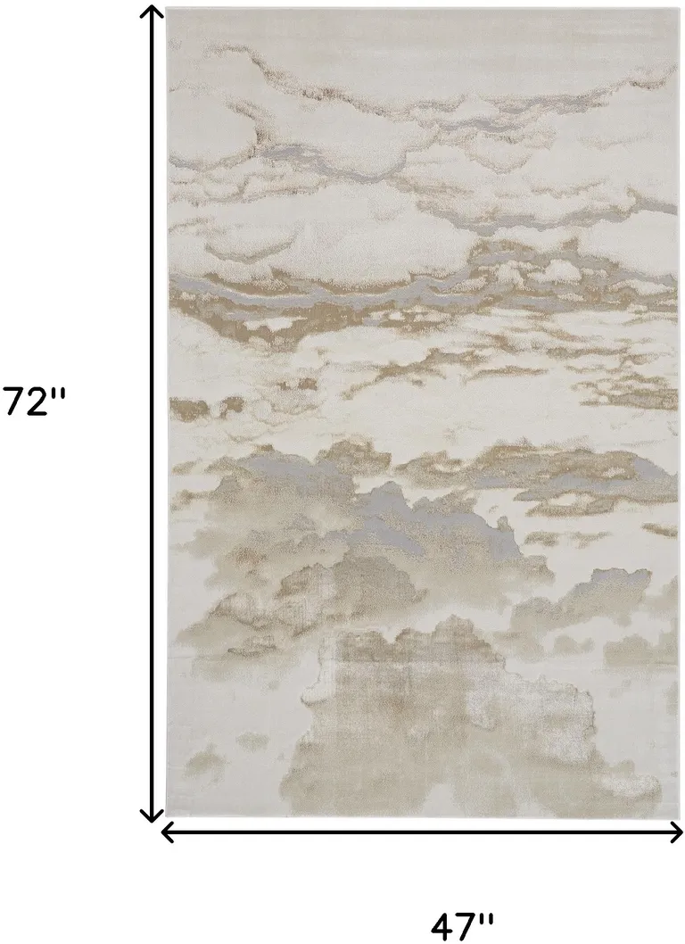 Ivory Tan And Gray Abstract Area Rug Photo 4