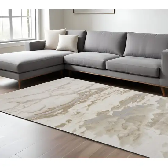 Gray and Ivory Abstract Non Skid Area Rug Photo 1