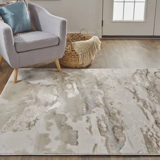 Ivory Tan And Gray Abstract Area Rug Photo 8