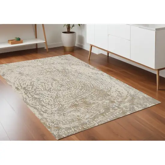 Ivory Tan And Gray Abstract Area Rug Photo 1