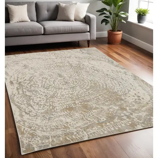 Gray and Ivory Abstract Non Skid Area Rug Photo 1