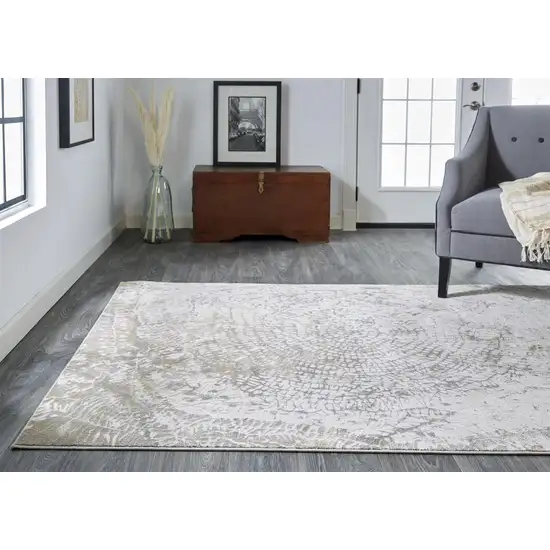 Ivory Tan And Gray Abstract Area Rug Photo 3