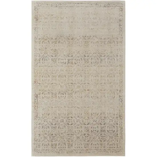 Ivory Tan And Gray Abstract Power Loom Distressed Area Rug Photo 1