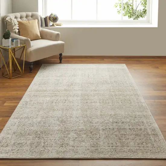 Ivory Tan And Gray Abstract Power Loom Distressed Area Rug Photo 6