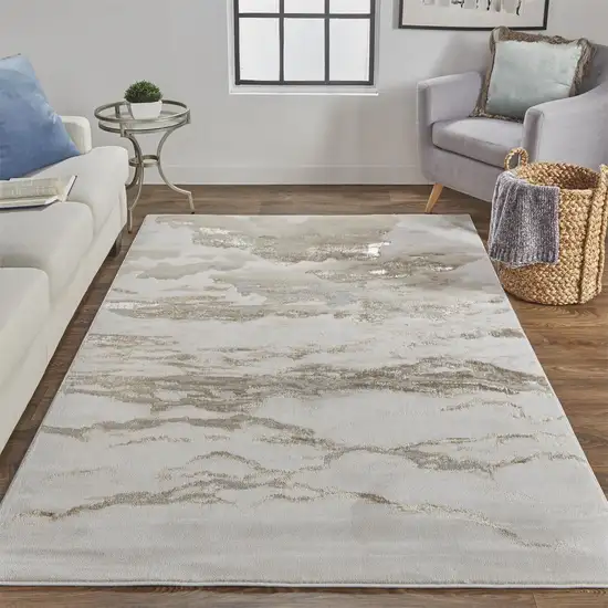 Ivory Tan And Gray Abstract Stain Resistant Area Rug Photo 6