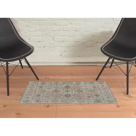 Ivory Tan And Gray Power Loom Area Rug Photo 2